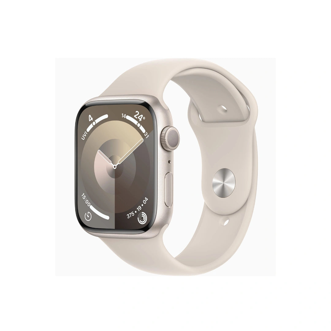 Apple Watch Series 9 GPS, 45MM Starlight Aluminium Case with Starlight Sport Band in Qatar Apple Watch Series 9 GPS, 45MM Starlight Aluminium Case with Starlight Sport Band in Qatar